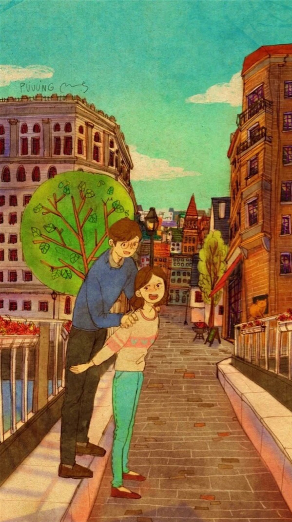 暖心爱情故事手绘