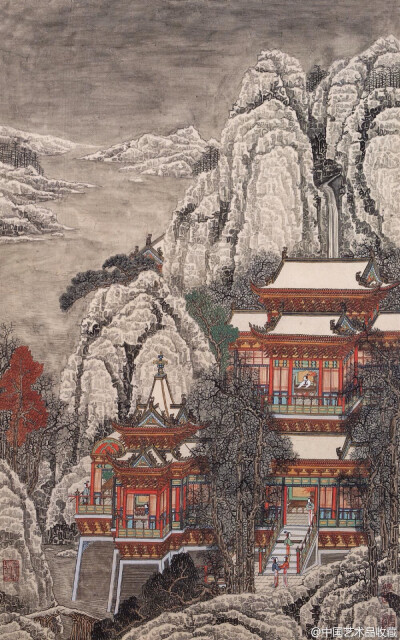 【 黄秋园 《仙山楼阁》 】黄秋园擅长界画.
