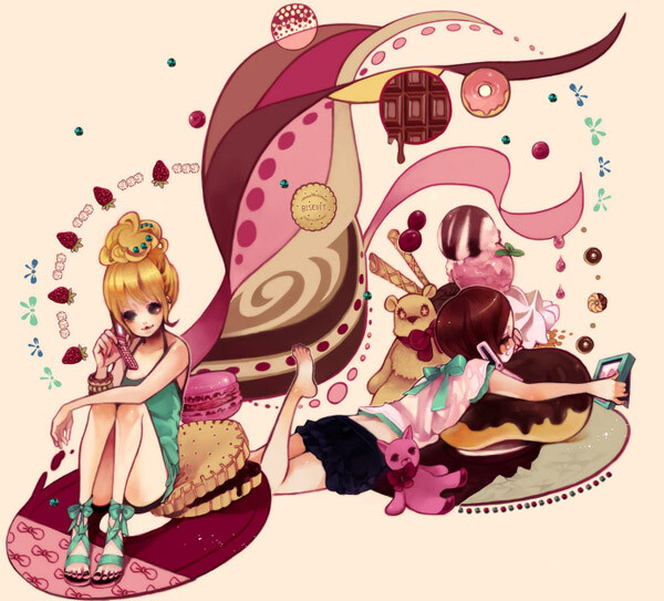 日本插画师:morimaiko/モコちゃん,主页名为mokaffe,作品细腻而唯美