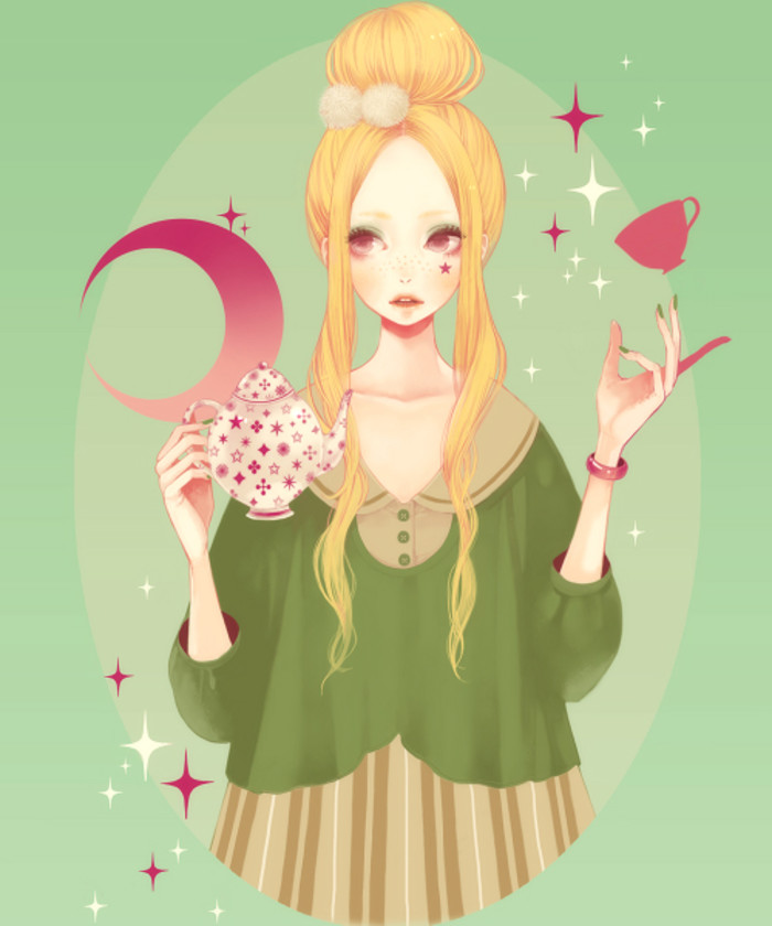 日本插画师:morimaiko/モコちゃん,主页名为mokaffe,作品细腻而唯美