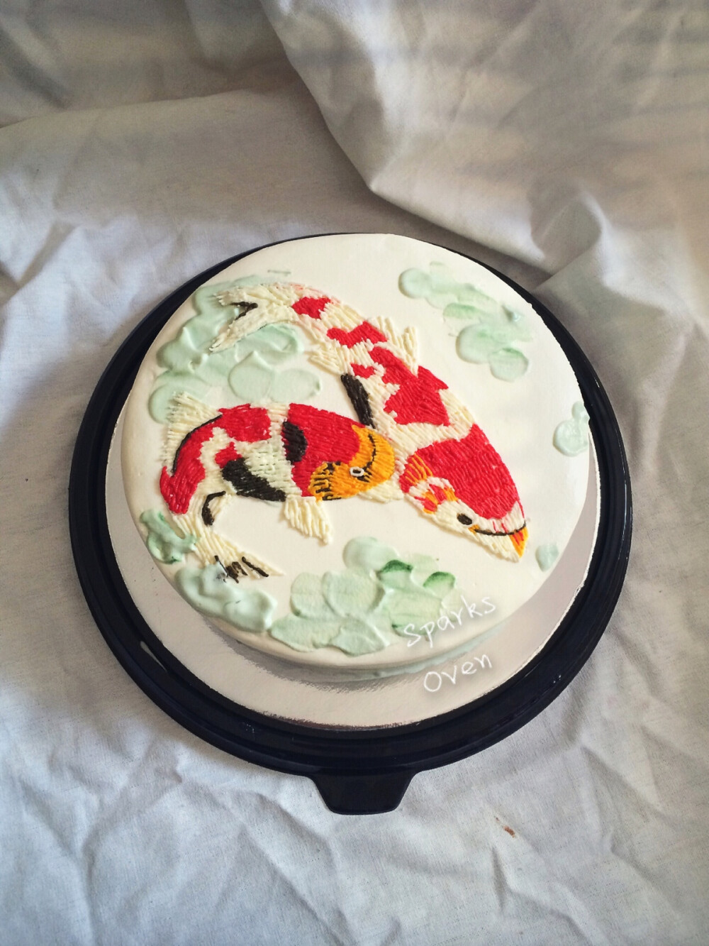 刺绣蛋糕 锦鲤