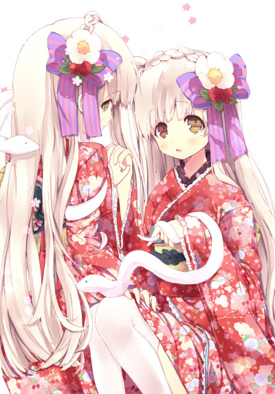 琉璃美人゛古风#和服少女#萌物#双生子#艳丽#唯美#壁纸