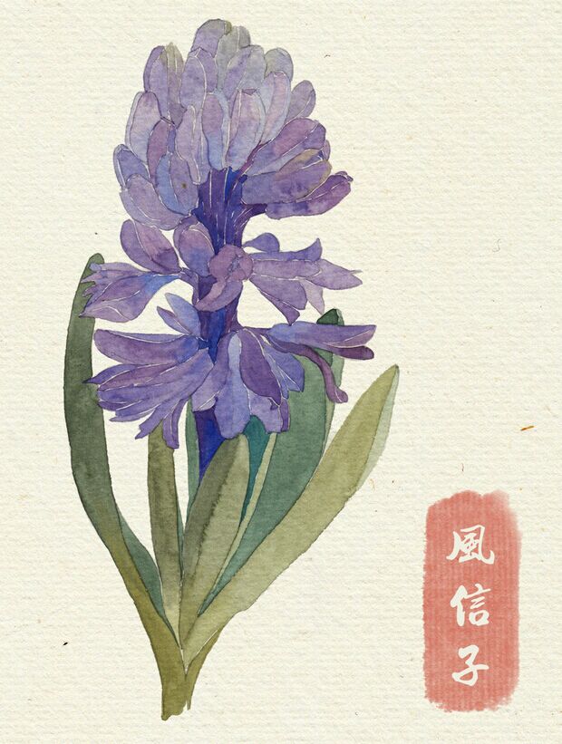 花草,水墨,封面,淡雅,唯美,插画,古风