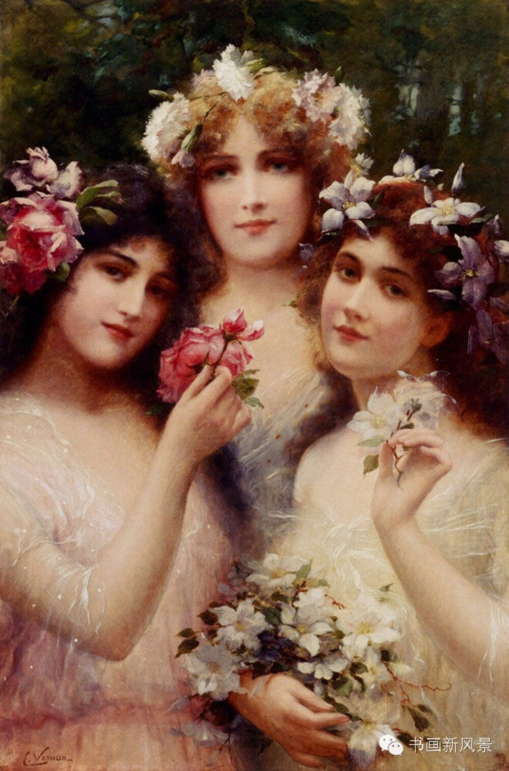 the three graces《美惠三女神》油画(布)51.4 x 76.2 cm