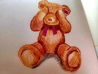色彩玩具熊画法静物图片