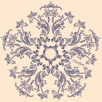 适合纹样,单线条,手绘.