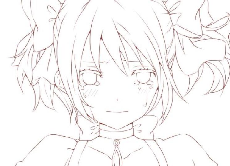 线稿 二次元少女