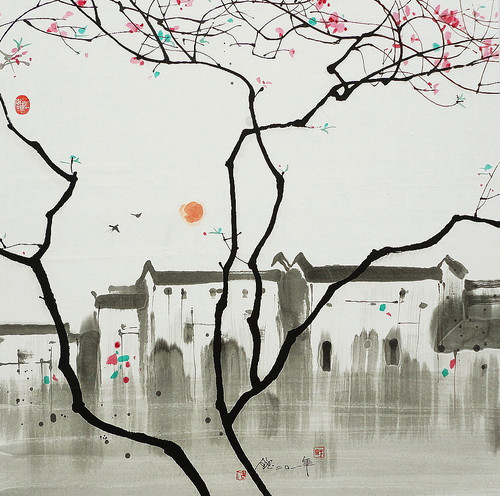 冯钰元彩墨画.