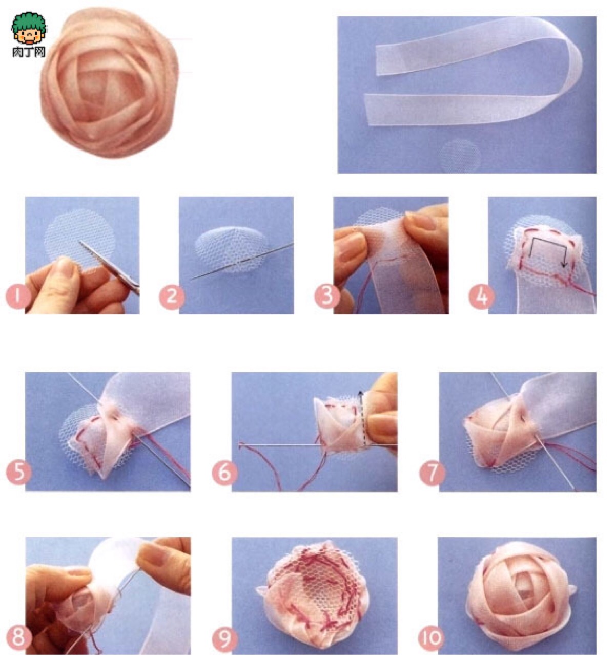玫瑰花丝网花制作过程图片