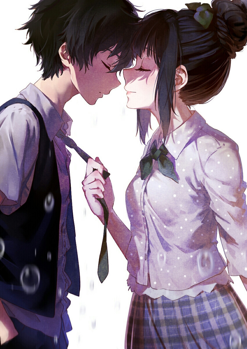 美少男 美少女 长发少女 黑长直 唯美 可爱 美丽 壁纸 插画 头像 动漫