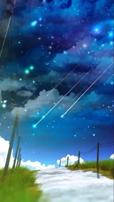 唯美插画 星空 流光 自然风景 夜空