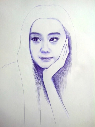 兔子凌风圆珠笔画手绘范冰冰