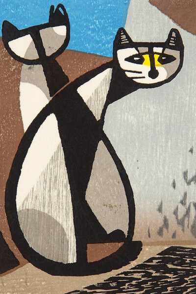 tomoo inagaki 日本艺术家稲垣知雄猫咪版画作品