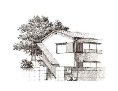 简单素描初学者房屋图片