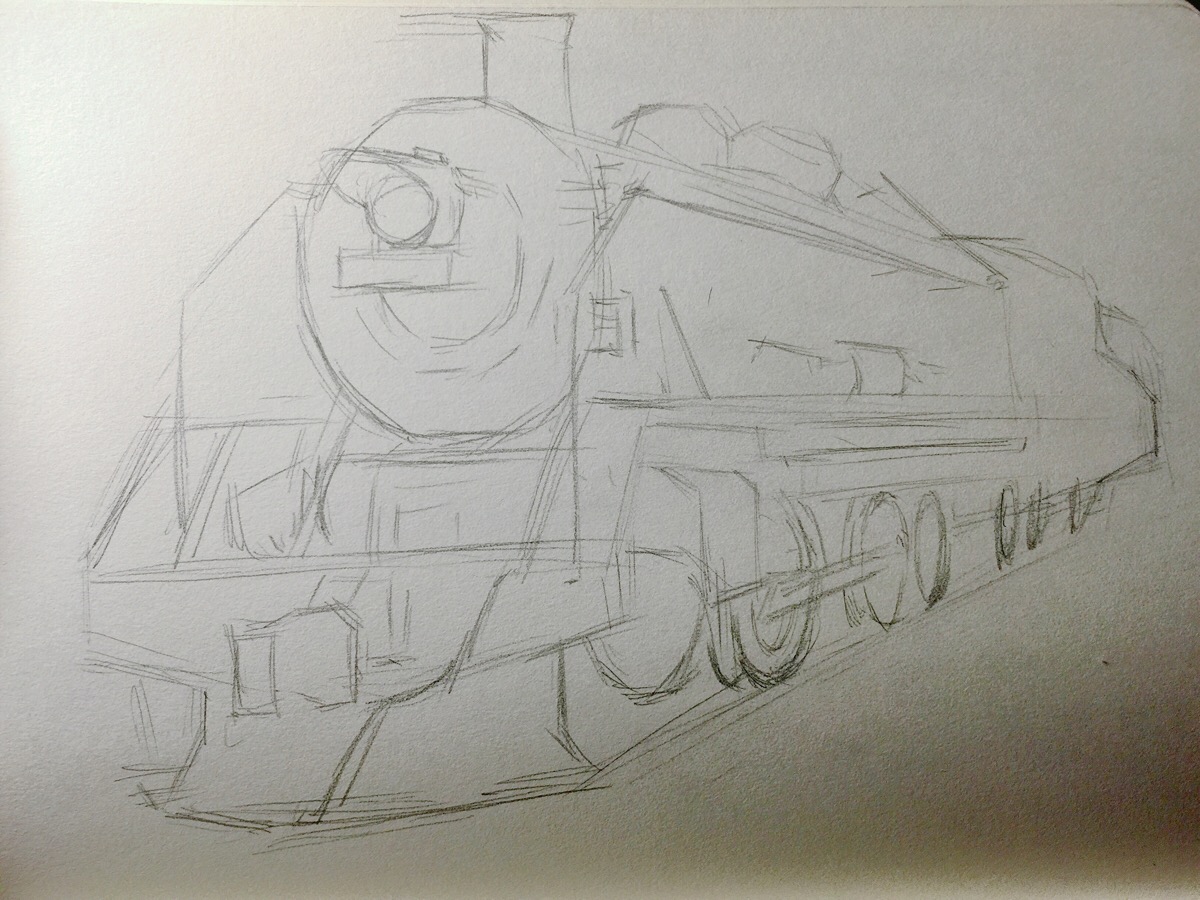 素描火车头的画法图片
