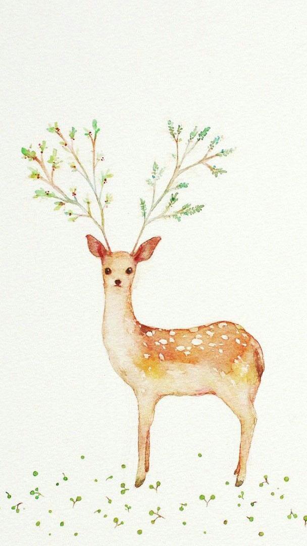水彩鹿