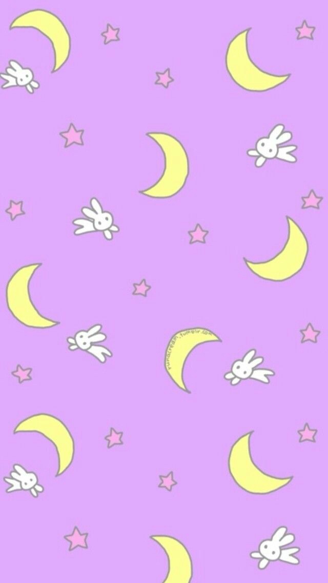 紫色 兔子小月亮平铺壁纸 锁屏壁纸