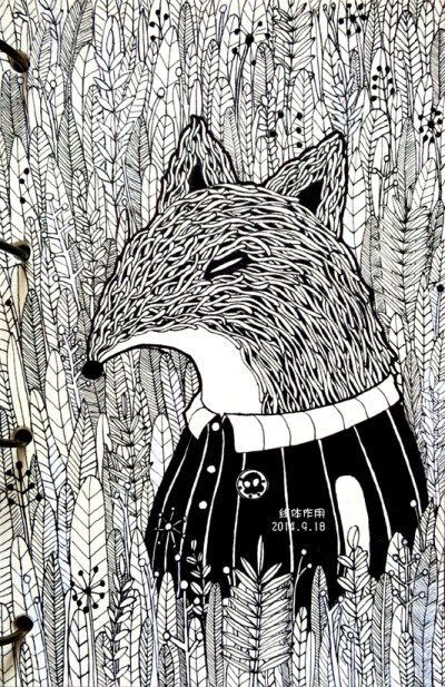 线体插画,黑白手绘装饰插画