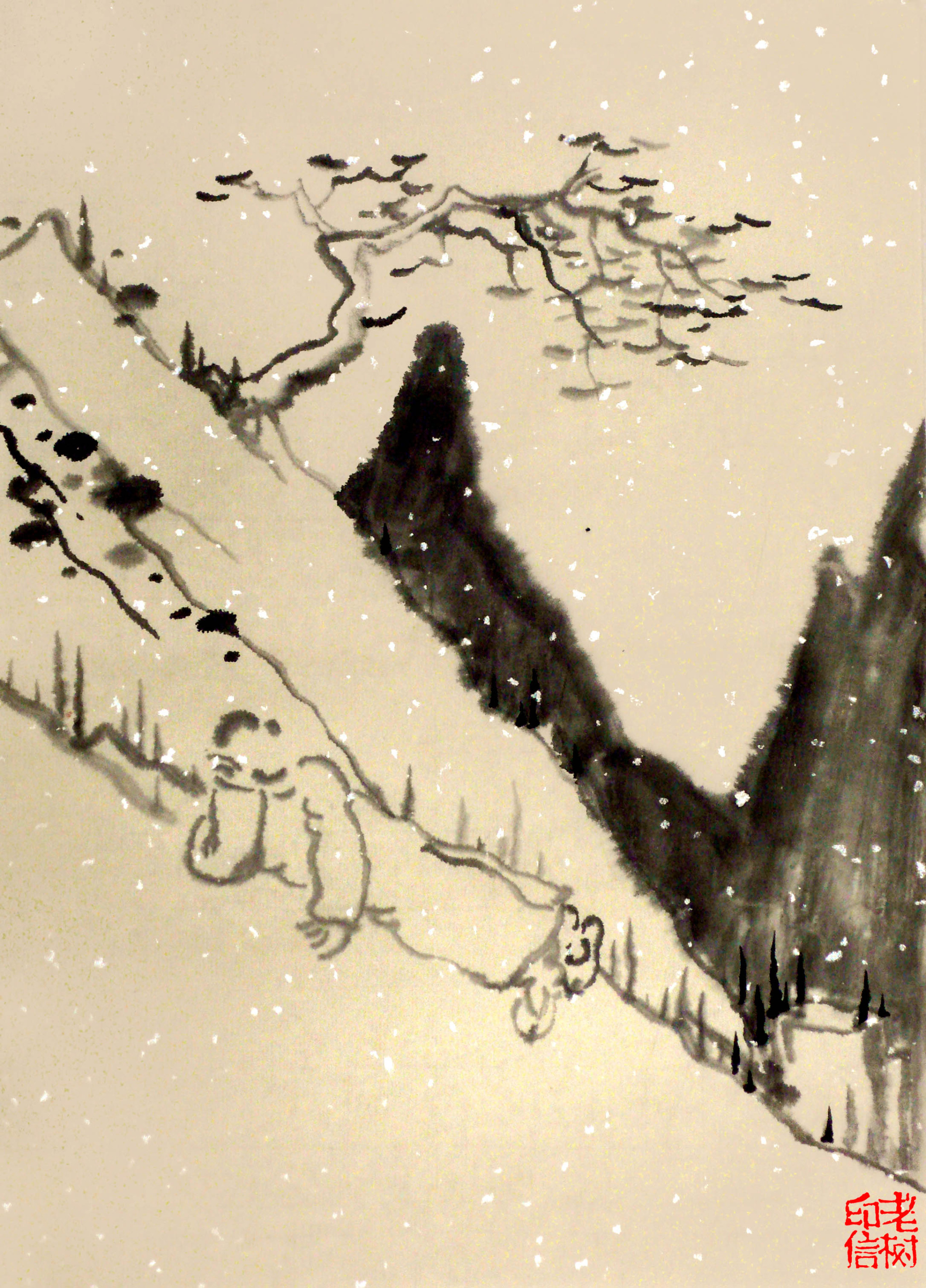 老树画画 离家三十四年前,旧时风物已不见.