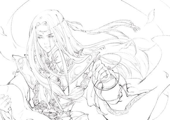 古风 美男 线稿