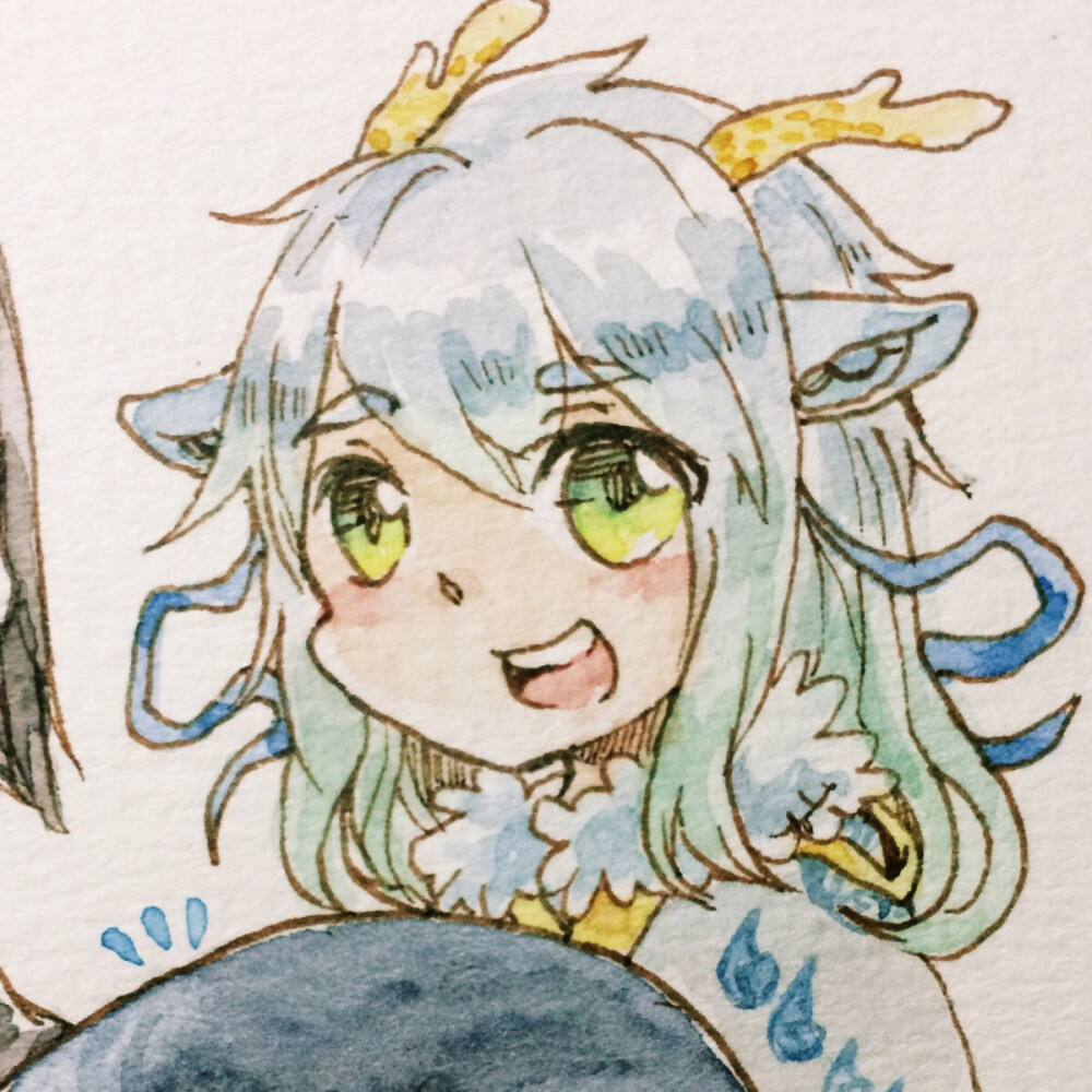 大圣归来小白龙头像水彩