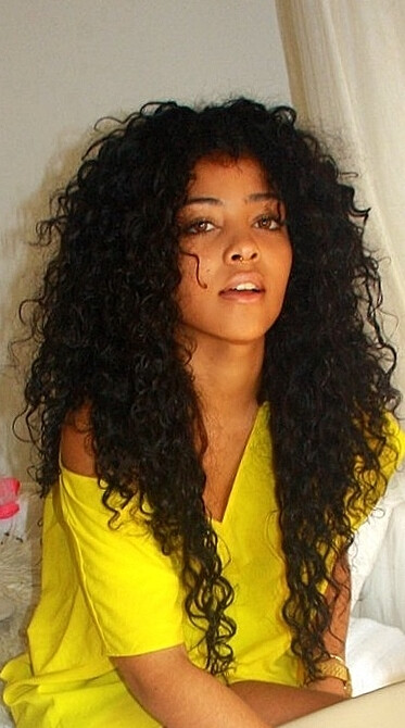 long curly black hair