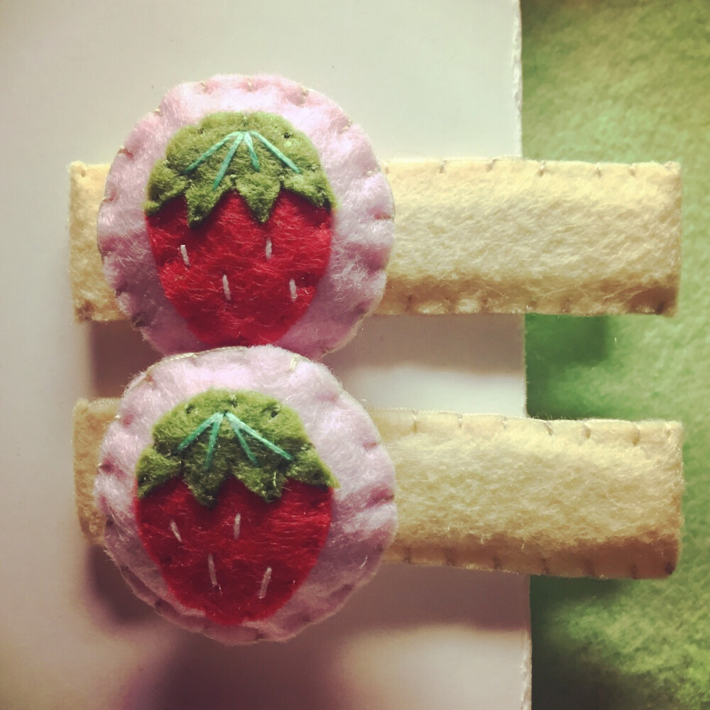 草莓 小发卡 #不织布