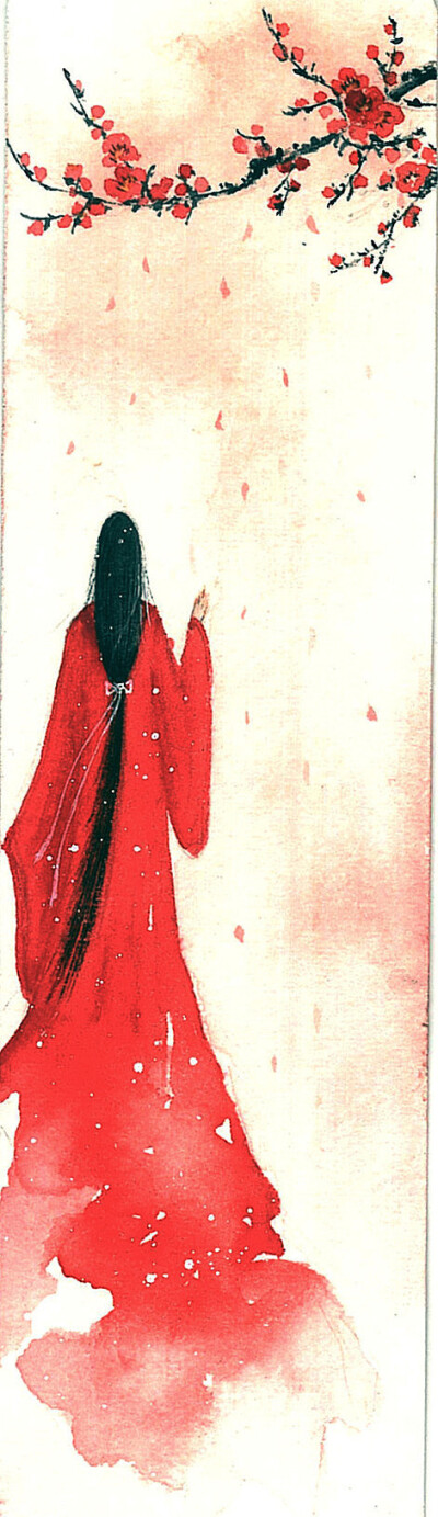 古装女子手绘背影图片