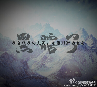 盗墓笔记#文字#出处见水印 【黑瞎子 我自横刀向天笑,去留肝胆两昆仑