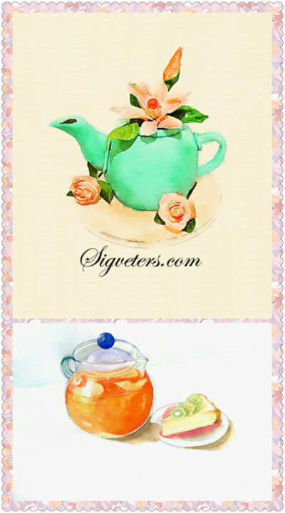 茶壶手绘 水彩 素材