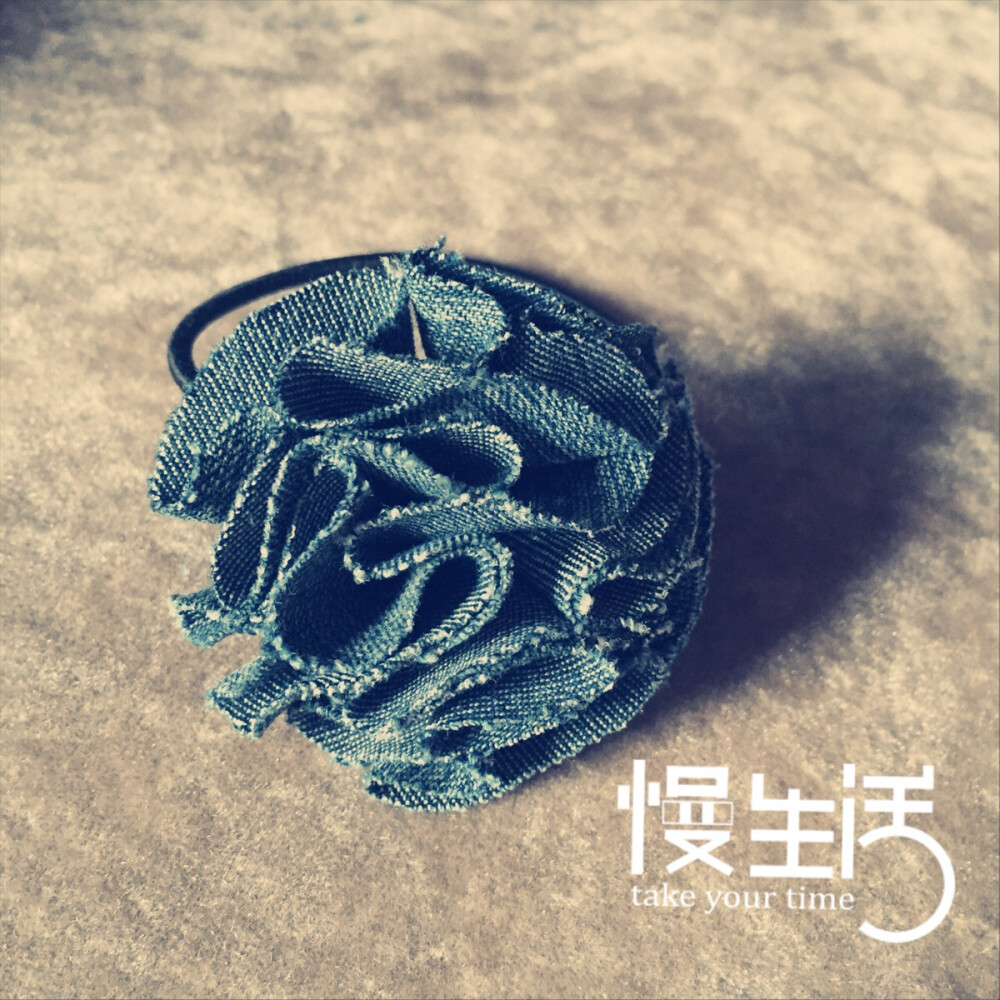 图图原创 布艺diy 发饰 牛仔花朵