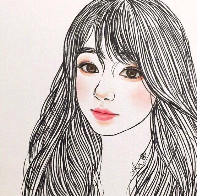 手绘彩铅插画女孩头像图片来源于网络