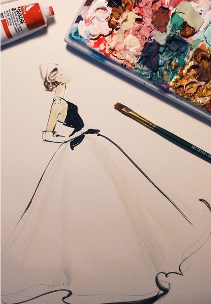 『那些大师们的手绘婚纱礼服服装设计图』@怪兽m