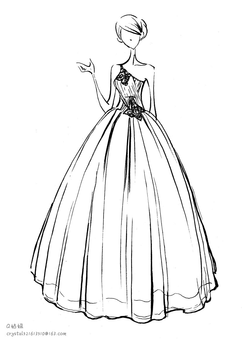 『那些大师们的手绘婚纱礼服服装设计图』@怪兽m