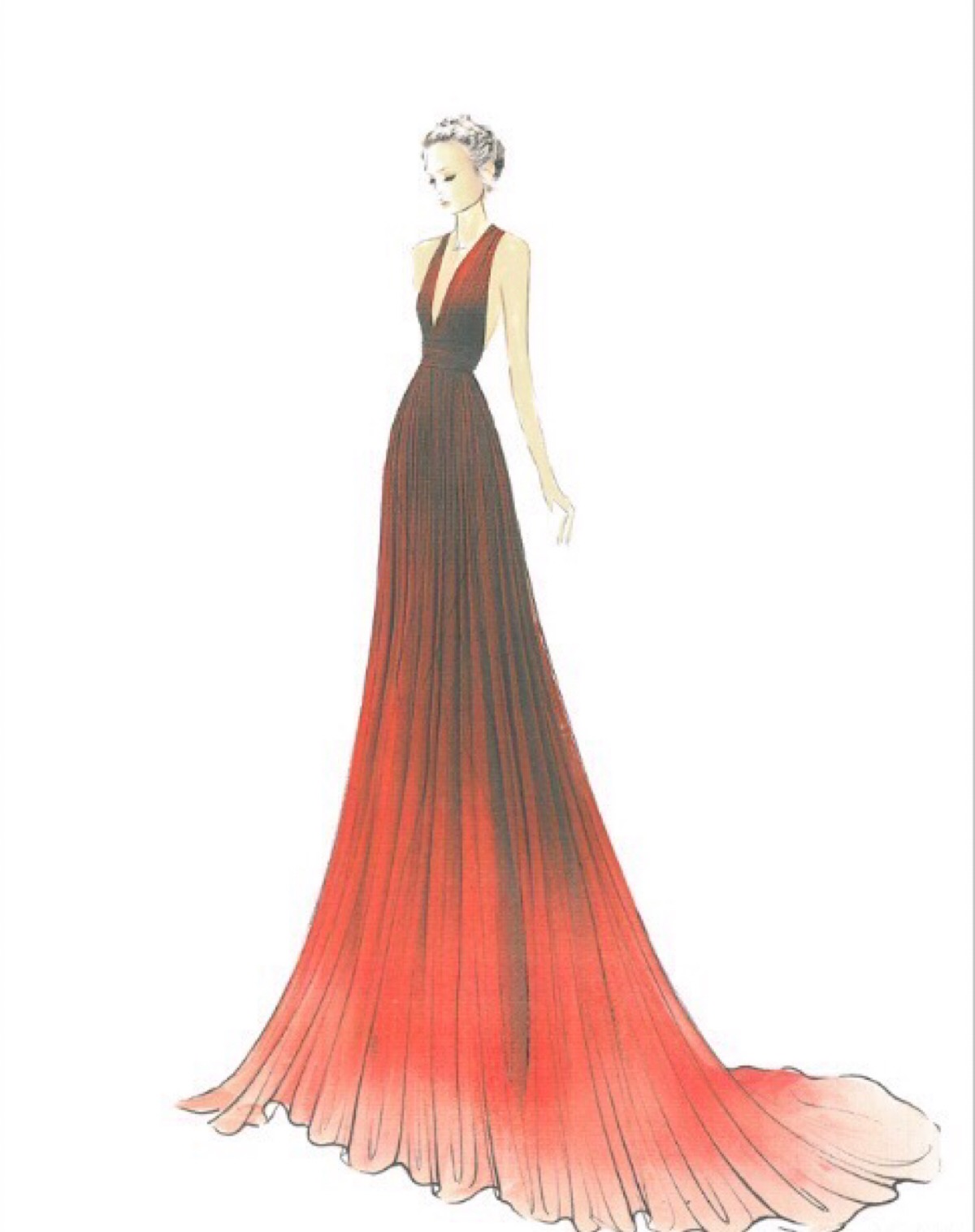 手绘插画 婚纱礼服 设计稿 素材