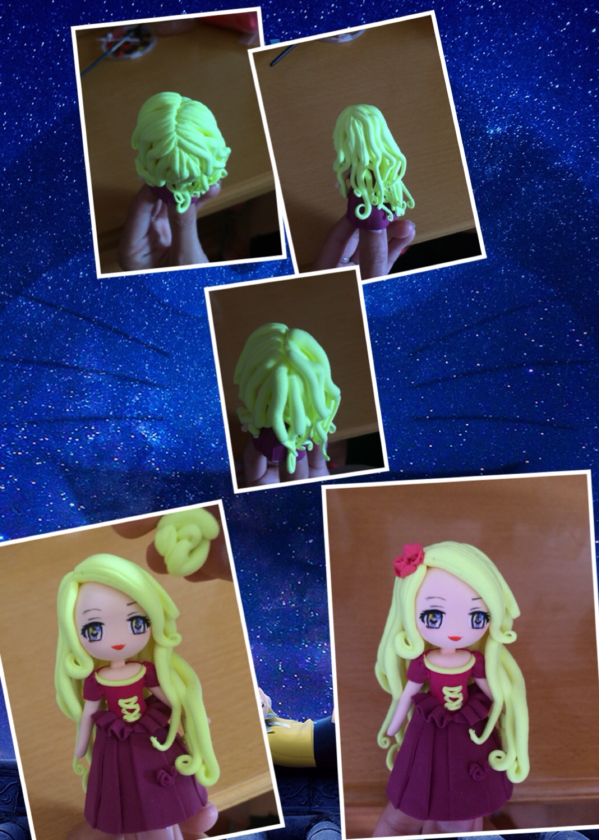 粘土长发公主头发教程