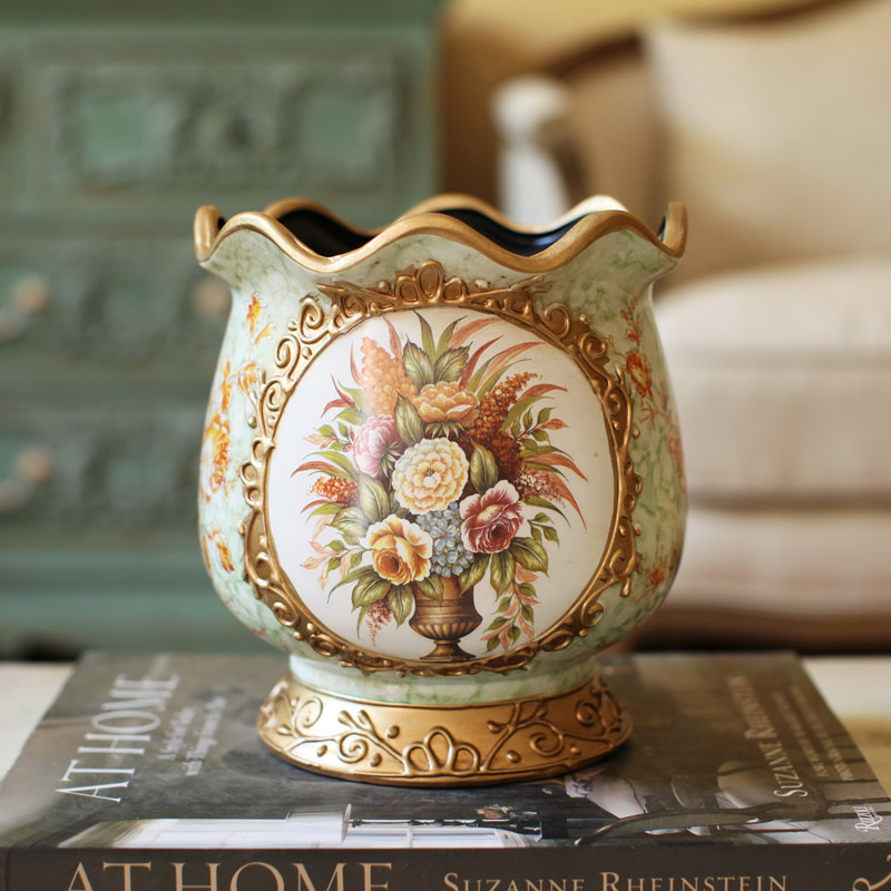 鱼西美屋欧式复古花朵陶瓷花瓶 家居饰品客厅瓶花器摆件
