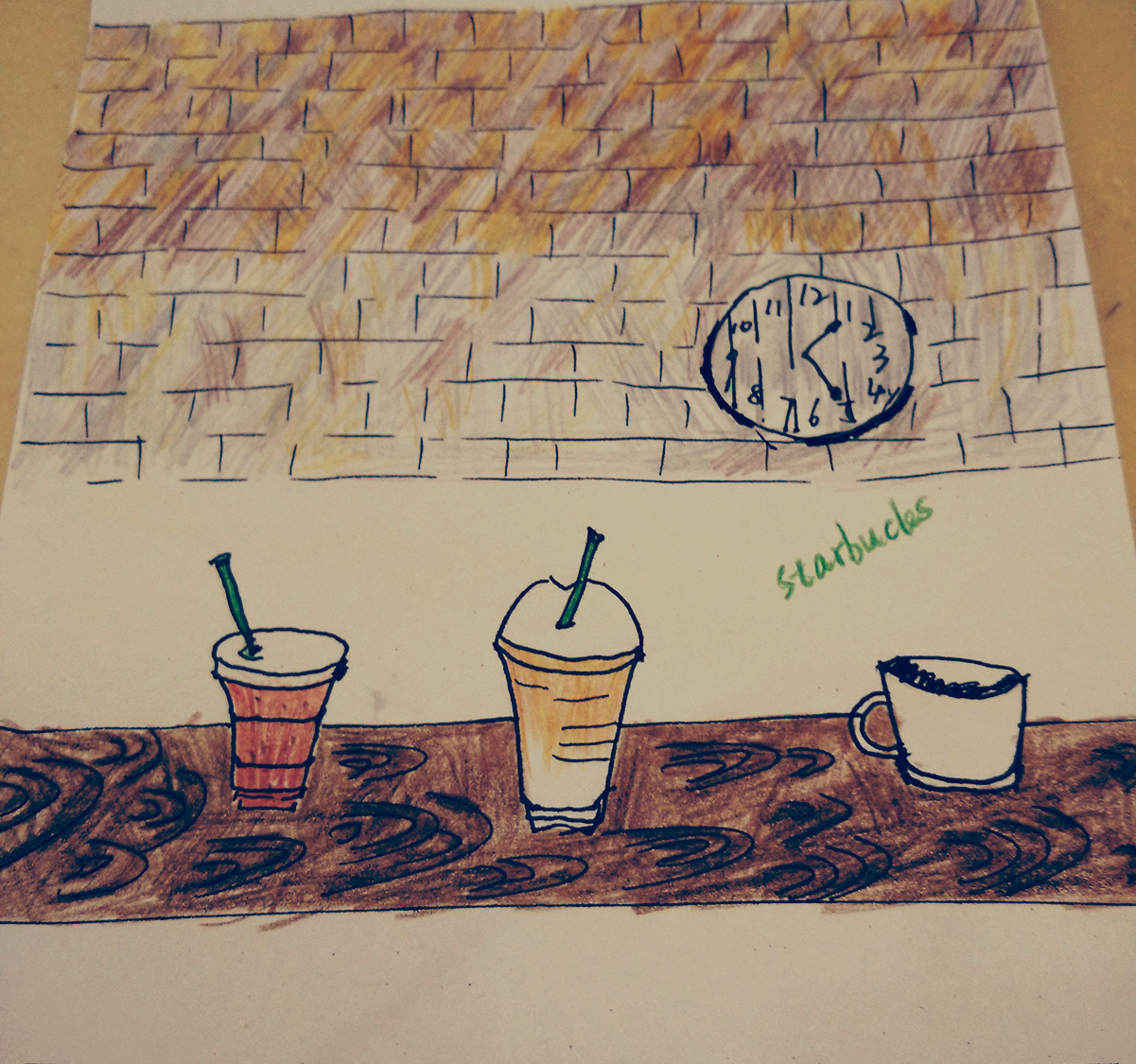手绘 插画 星巴克