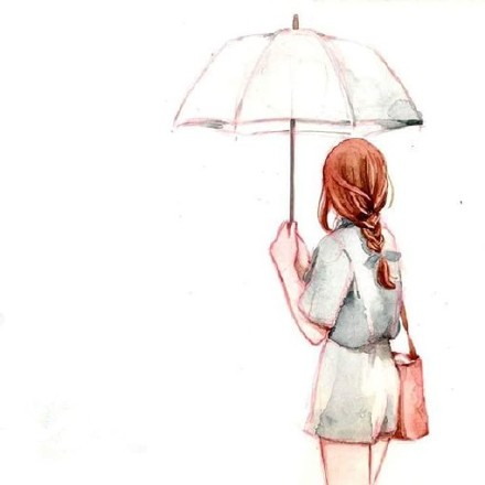 白色唯美女生雨伞