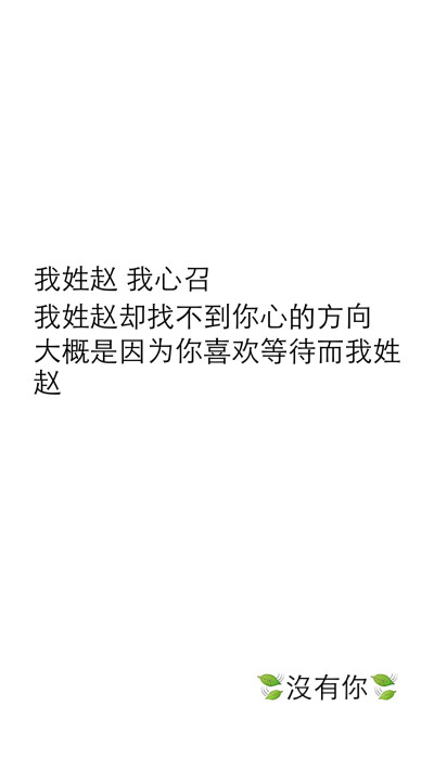 我姓赵 我心召 我姓赵却找不到你心的方向 大概是因为你喜欢等待而我
