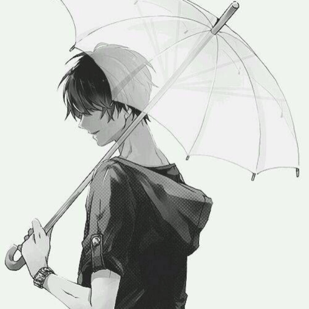 男生打伞伤感头像图片