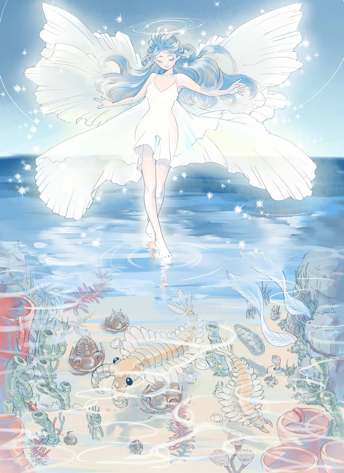 动漫美少女,美人鱼,水蓝色,梦幻,唯美