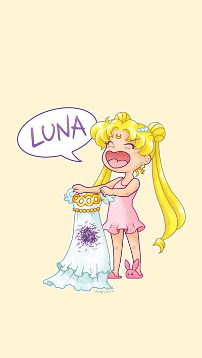 高清壁纸 plus壁纸 可爱卡通美少女战士 月野兔 小兔手机壁纸 q版