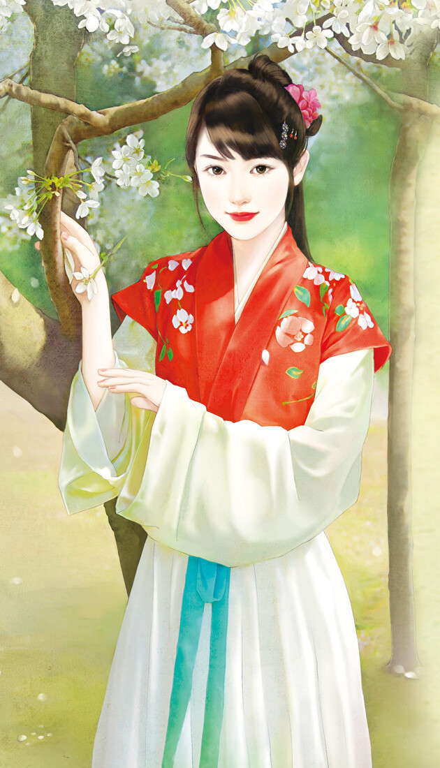 手绘古代美女.