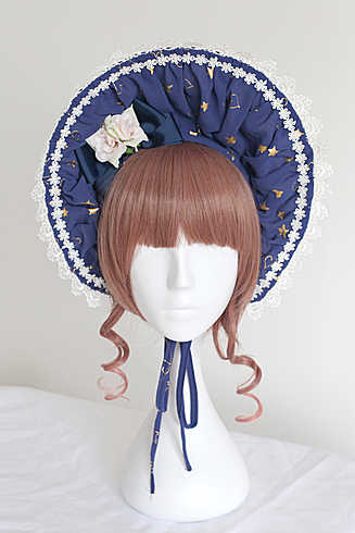 soufflesong 原创lolita 星星雪纺系列 bonnet bb帽 博耐特