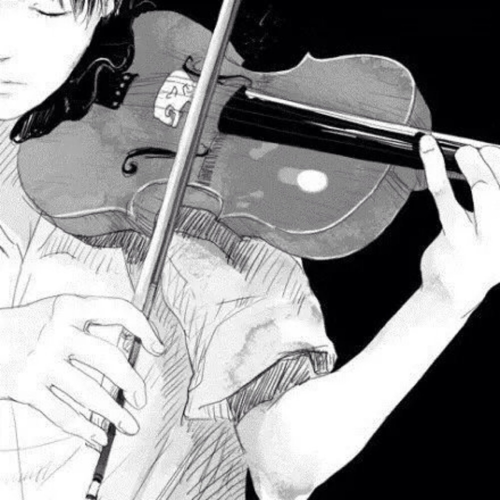 「黑白 线条系,」男女 头像 壁纸 动漫 小提琴