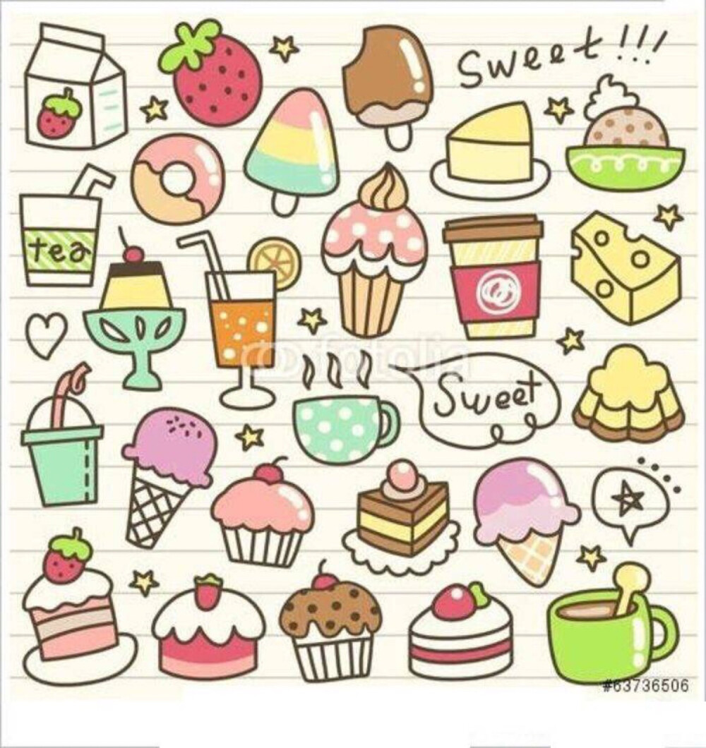 六种甜品简笔画图片