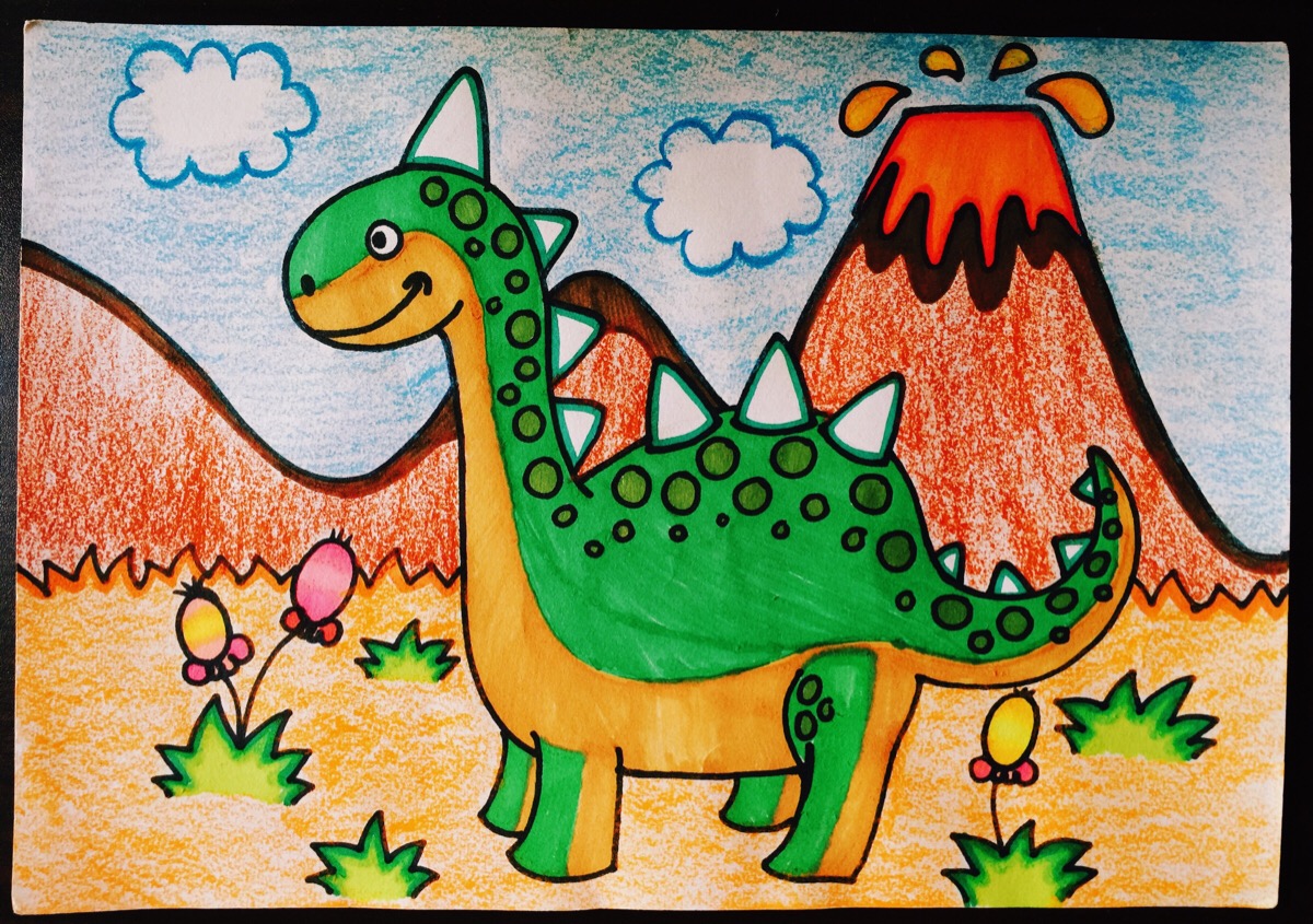 恐龙世界儿童画一等奖图片