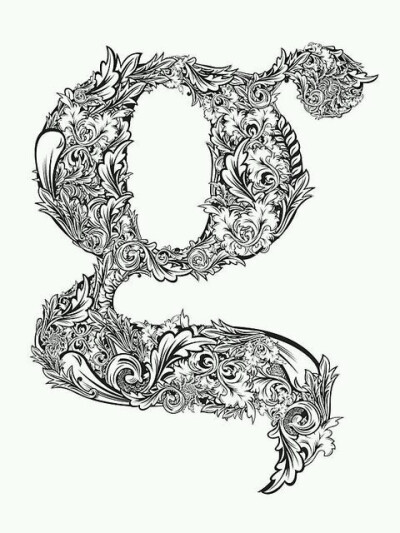 黑白 线稿 手绘 字母