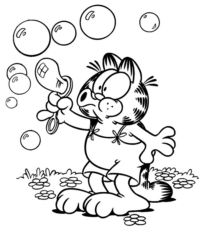 加菲猫填色图线稿素材